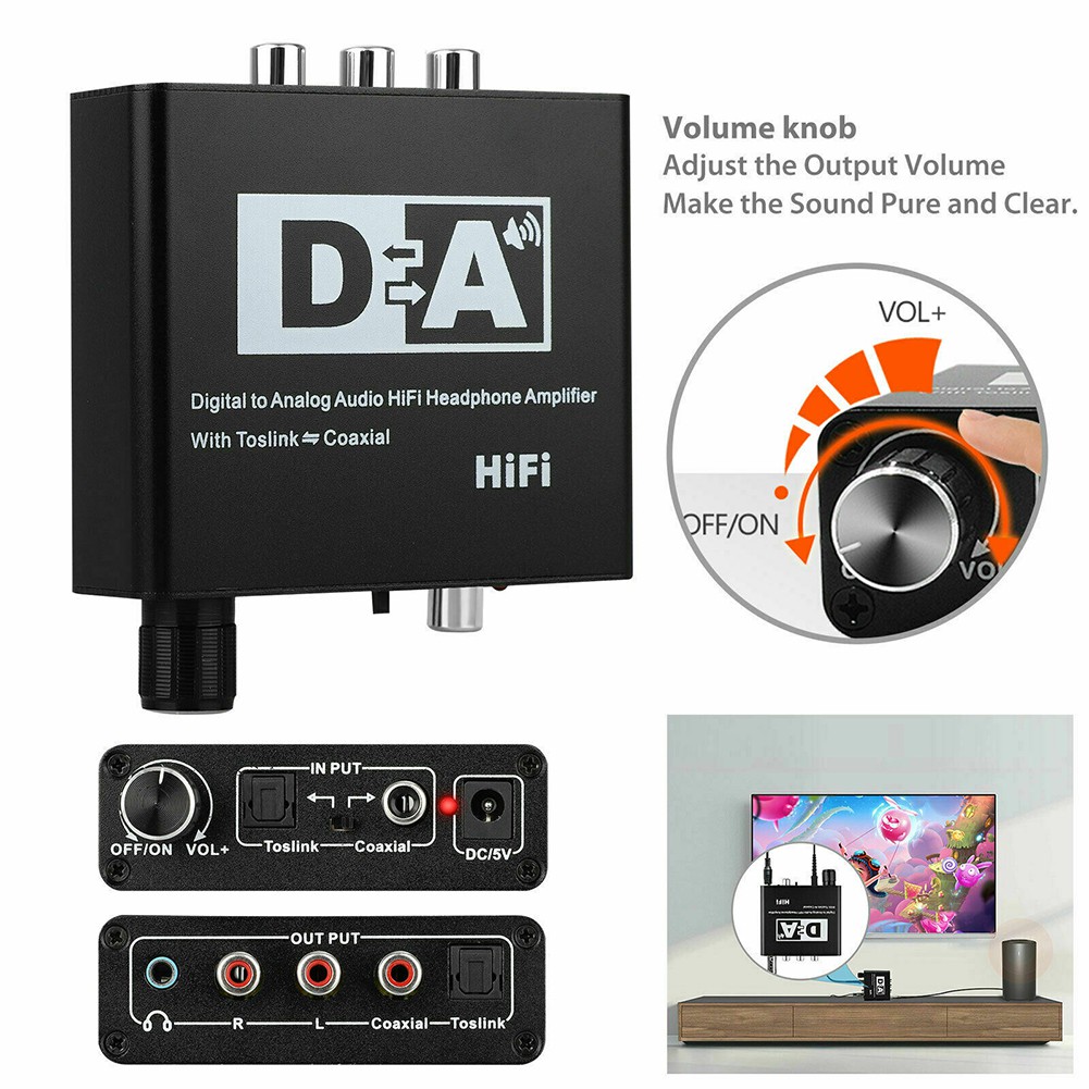 [Ppulauan]192KHz Digital Coaxial to Analog R/L RCA 3.5mm Jack HiFi Audio Converter Adapter