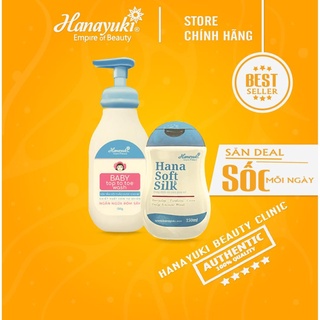 Bộ đôi sữa tắm Hanayuki Baby & Dung dịch vệ sinh phụ nữ Hana Soft Silk- Chính hãng 100%
