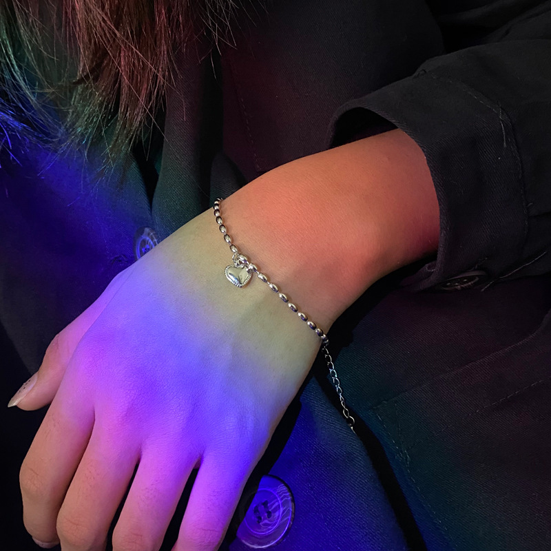 Vòng tay 23593 hạt gạo phối mặt hình trái tim thời trang Hàn Quốc cá tính phù hợp với mọi phong cách cho cặp đôi