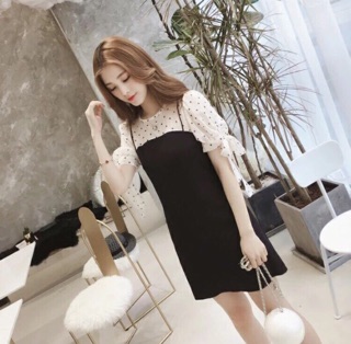 Đầm đen phối voan xinh xắn