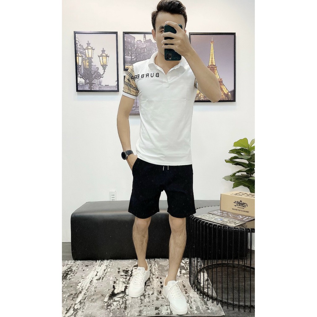 Áo thun nam ngắn tay cổ bẻ cotton 4 chiều cao cấp thêu logo . | BigBuy360 - bigbuy360.vn