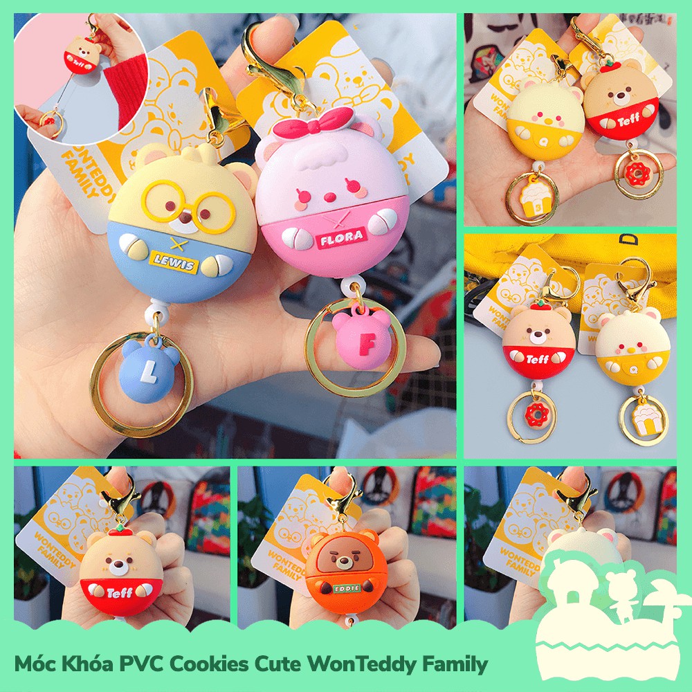 [Sẵn VN] Móc Khóa PVC Nhân Vật Hoạt Hình Mẫu Bánh Bích Quy Cookies Cute WonTeddy Family