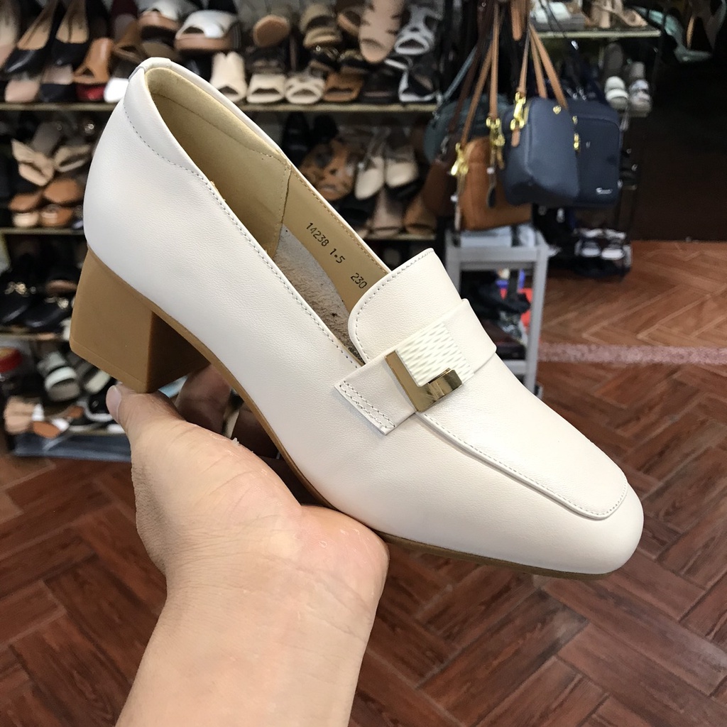 Giầy MoKa Nữ Da Thật Gót Trụ Cao 5cm Hàng QCCC