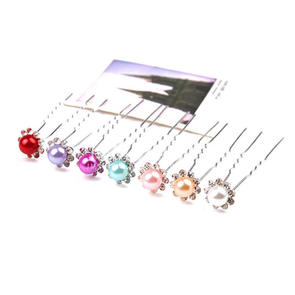 Headdress Hair Ornaments Trumpet U-shaped Hairpin Forklift Made Pearl Flowers Diamond Hairpin Hair Bride Headdress