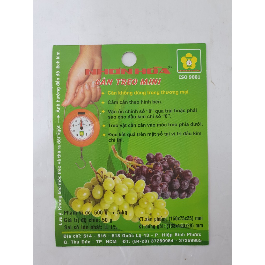 Cân treo mini cầm tay 5 kg -1 mặt số ( Cân Nhơn hòa)