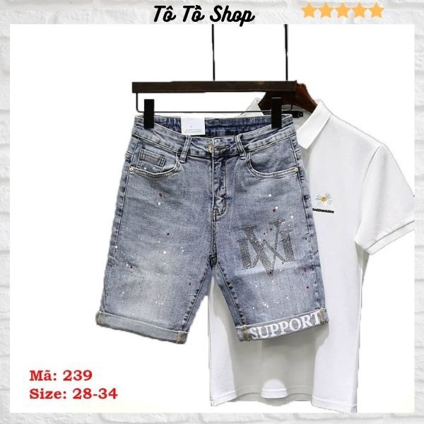 Quần Short Jean Nam Chất Bò Co Giãn ❤️FREESHIP❤️ Quần Sọt Nam Mẫu Mới vẩy sơn thời trang cao cấp Tô Tồ Shop - QSJNM239