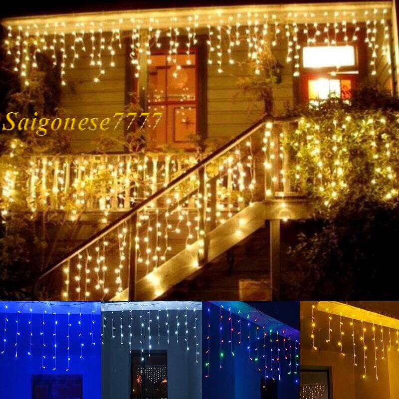 (4m*50cm) 16 Dây Đèn 110 Bóng Đèn Led Đom Đóm Fairy Light- Rèm Đèn Chống Nước Trang Trí Tiệc Sân Vườn Noel Lễ Tết