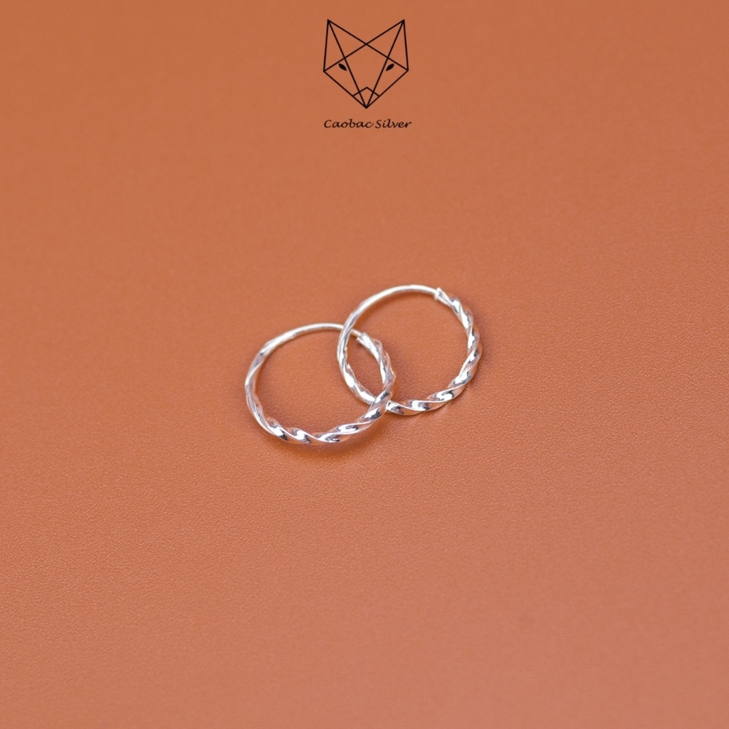 Set Combo 3 Đôi Khuyên Tai Bạc Ta CaoBac Silver Cho Nam Nữ Basic Unisex Hình Tròn Xoắn