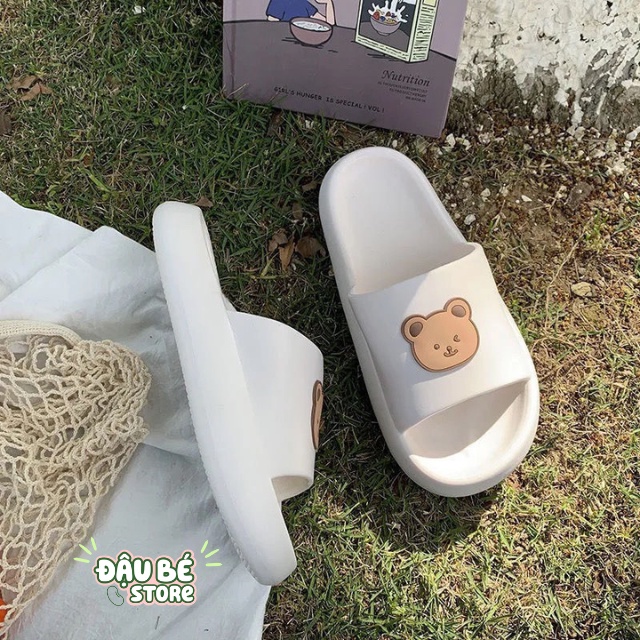 Dép Lê Nữ Đế Bánh Mì / Mỳ Hình Gấu Ulzzang Siêu Nhẹ -Dép Quai Ngang Nữ Thời Trang Nhẹ Êm Chống Trơn Trượt - Daube - D001