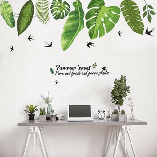 Decal dán tường lá xanh