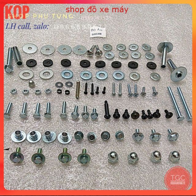 Bộ ốc dàn áo xe DREAM ( giá fun bộ 103 chi tiết) / phụ tùng xe máy)