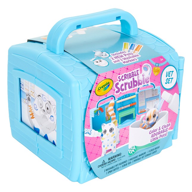Đồ chơi Crayola Scribble Scrubbie Pets, Vet Toy Playset with Toy Pets Bộ trang trí thú cưng tô tượng