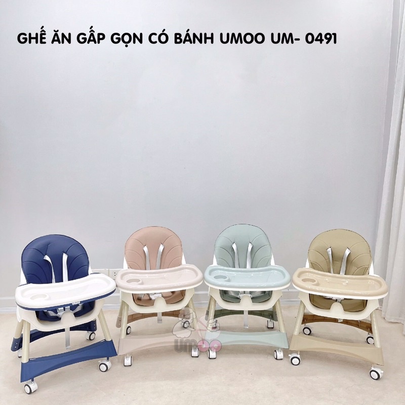 Ghế Ăn Dặm Gấp Gọn Umoo Có Bánh Xe Cao Cấp UM - 0491