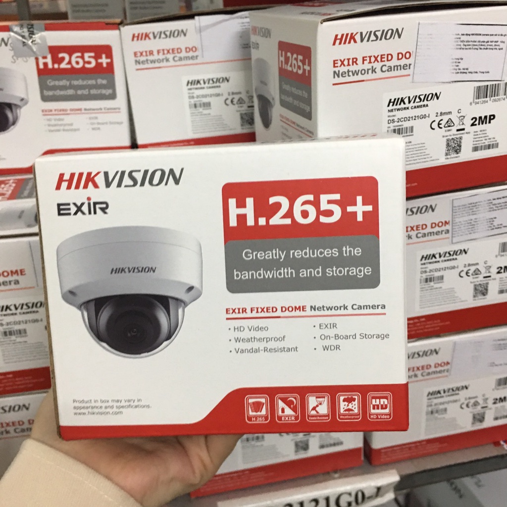 Camera IP bán cầu Dome DS-2CD2121G0 HIKVISION Poe ngoài trời và trong nhà.Chuẩn nén H.265+,Chống ngược sáng