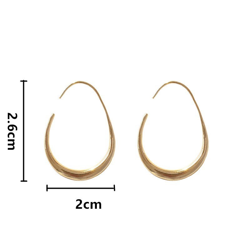 Khuyên Tai Kim Loại Hình Oval Đơn Giản A732