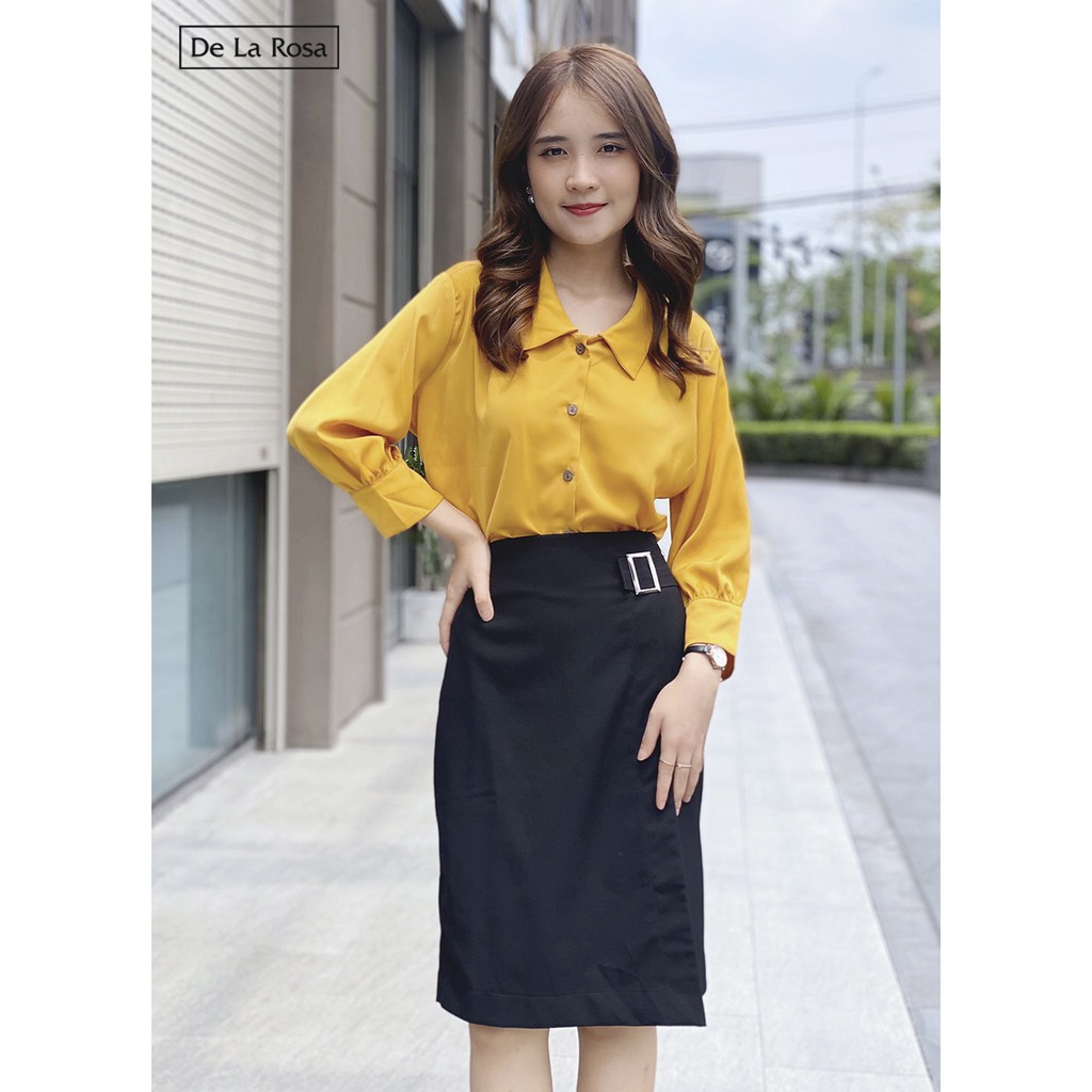 [Mã WABRLOW5 giảm 15% đơn 300K] Chân váy đen dài đắp vạt đính phụ kiện - De La Rosa | BigBuy360 - bigbuy360.vn
