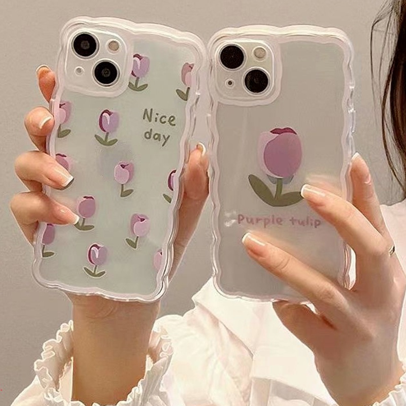 Ốp Điện Thoại Mềm Trong Suốt Họa Tiết Hoa Tulip Cho iPhone 11 12 13 Pro MAX X XR XS MAX 12Pro 6 7 8 Plus