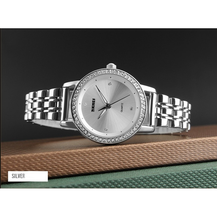 Đồng hồ thời trang nữ Skmei 1311 dây thép không gỉ viền đá cao cấp | BigBuy360 - bigbuy360.vn