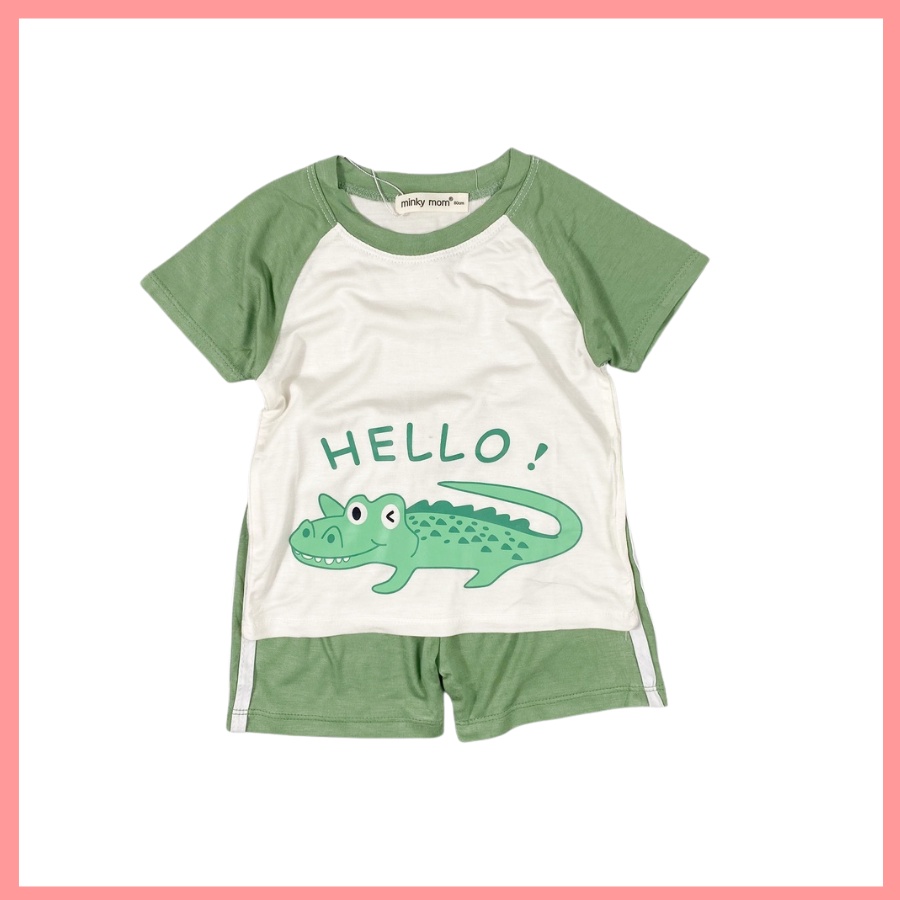 Bộ Thun Lạnh Cộc Tay Cho Bé Trai Bé Gái 8-27kg -TN-IN80 In Động Vật Dễ Thương Chất Vải Thoáng Mát