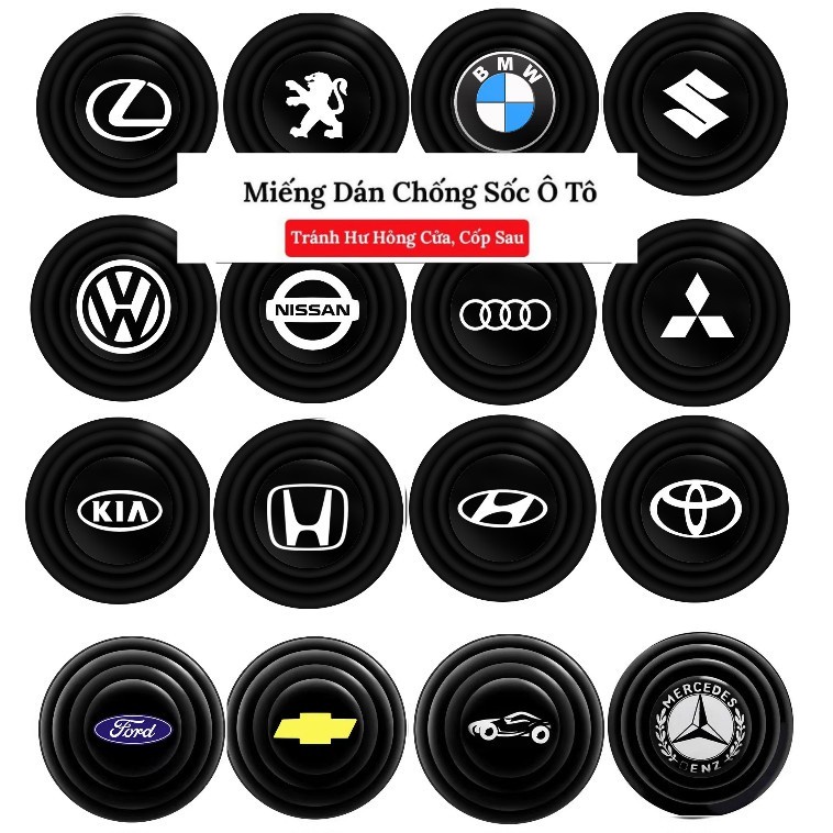 Nút Giảm Chấn Ô Tô, Giảm Lực Đóng Cửa Xe Ô Tô, Miếng Dán Chống Sốc - Bảo Vệ Xe - Khải Huy Scar