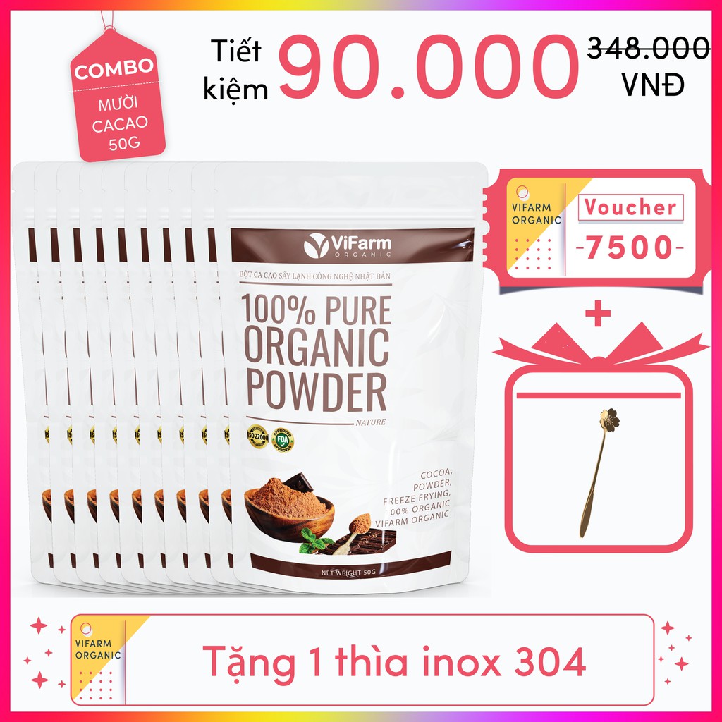 Bột Ca Cao Nguyên Chất 100% ViFarm 50Gram, Bột Cacao không đường, Hỗ Trợ Giảm Cân, Ăn Kiêng | BigBuy360 - bigbuy360.vn