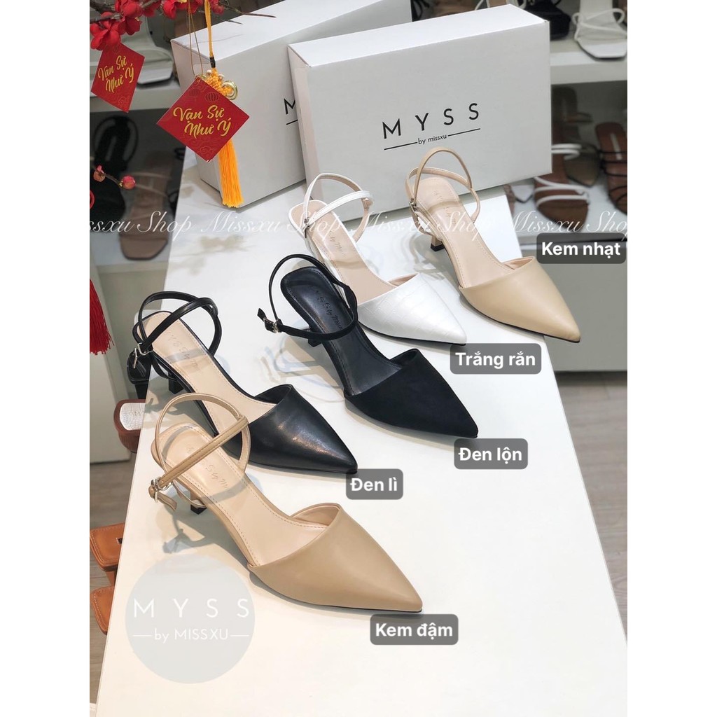 Giày nữ mũi nhọn 6cm quai cài cổ chân thời trang MYSS  - CG155