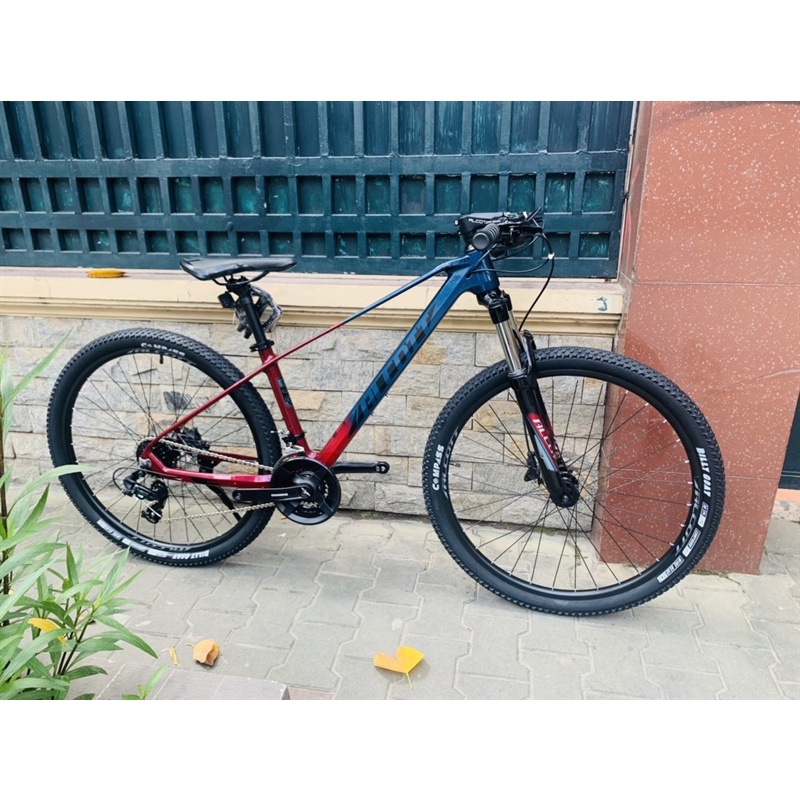 Xe ALCOTT AH30 Nhôm 27.5 inch, Phanh dầu, đề Shimano TOURNEY 3x8 - màu Xanh Đỏ Đun.