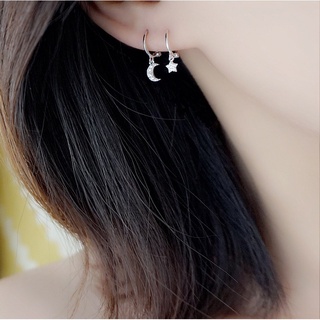 Không gây dị ứng bông tai mặt trăng ngôi sao bông tai ngôi sao bông tai mặt trăng bông tai đơn phù hợp với bông tai tối giản không dị ứng không phai màu bông tai kim cương trang sức học sinh trang sức mặt trăng ngôi sao