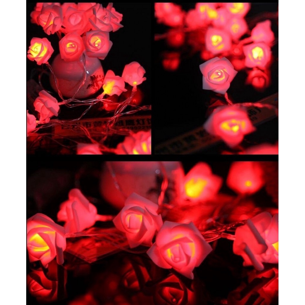 Dây đèn 20 LED hình hoa hồng dùng trang trí tiệc tùng / nhà ở lãng mạn 2.2m