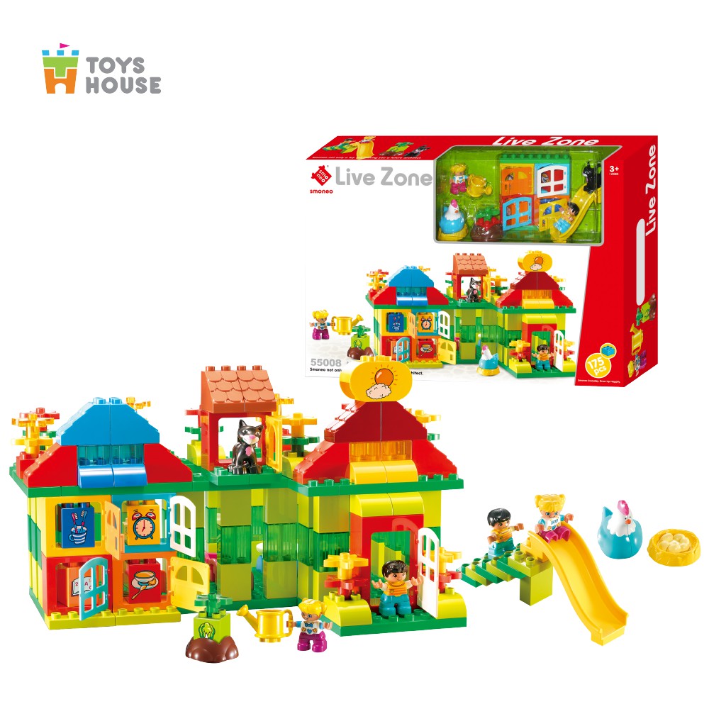 Bộ đồ chơi lắp ghép smoneo duplo ngôi nhà mơ ước của bé 175 chi tiết Toyhouse 55008