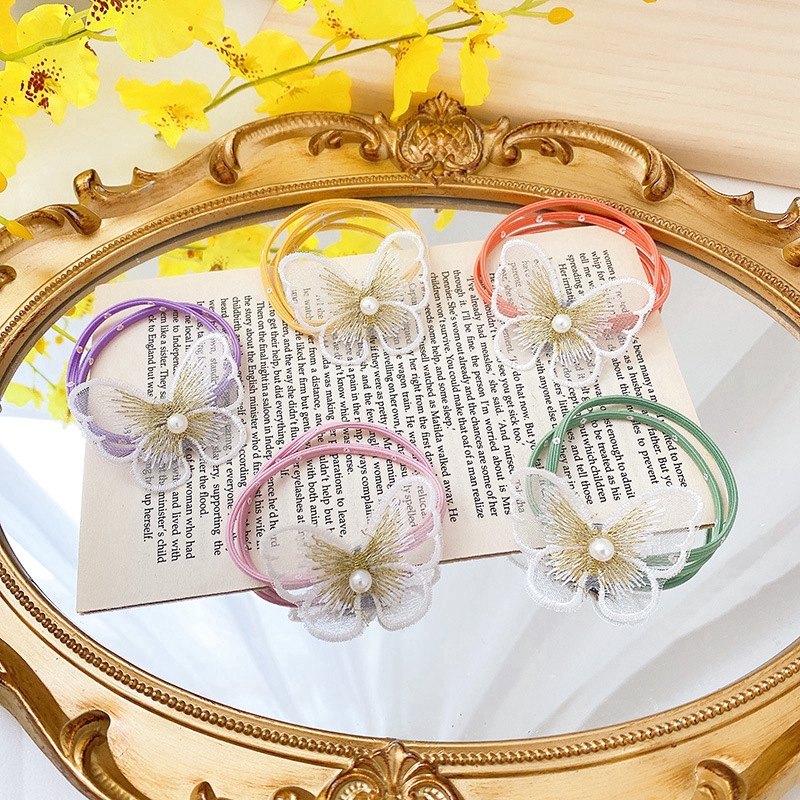 Dây buộc tóc hình bướm phối ngọc thiết kế dễ thương d2071305