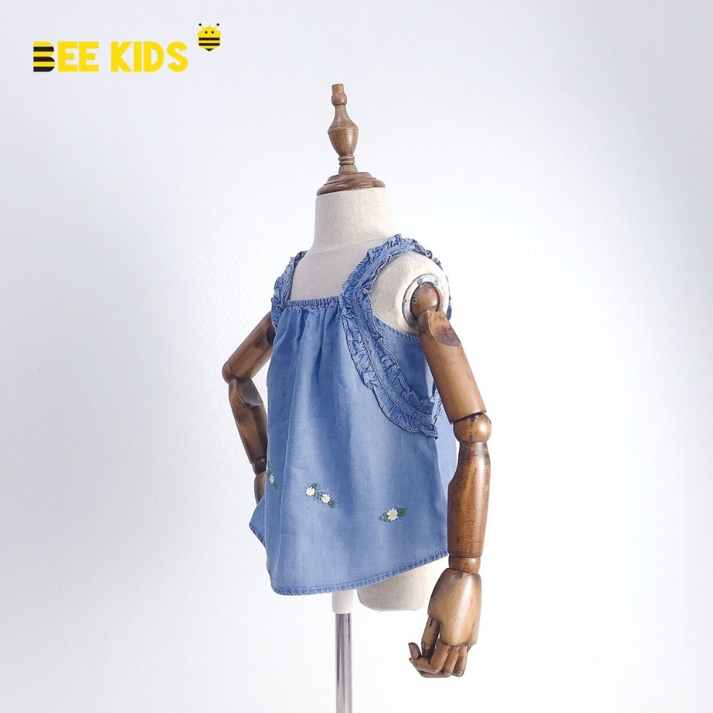 Áo Bò Bee Kids 2 Dây Cổ Tròn Nhún Bèo Thêu Hoa Cho Bé Gái ( 4 - 14 Tuổi ) 7AJ01316ST