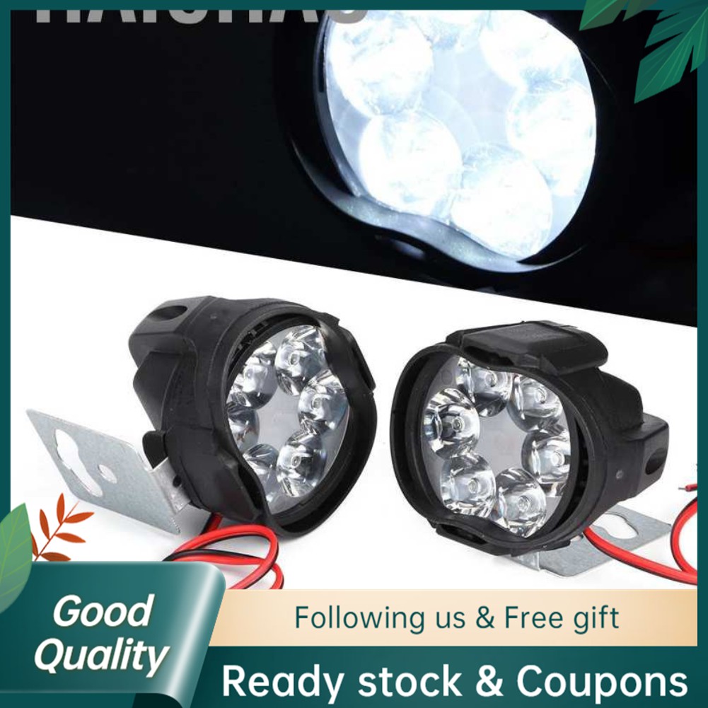 ☆Ready Stock☆2 Đèn Pha 6 Bóng Led 12v Chống Nước Cho Xe Mô Tô
