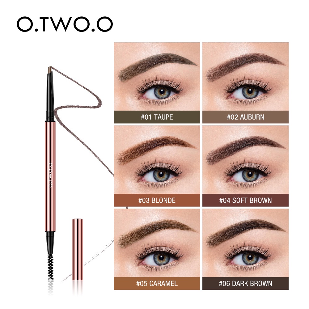 Bút kẻ chân O.TWO.O mày 2 trong 1 đầu tam giác siêu mỏng chống nước 6 màu tuỳ chọn 30g