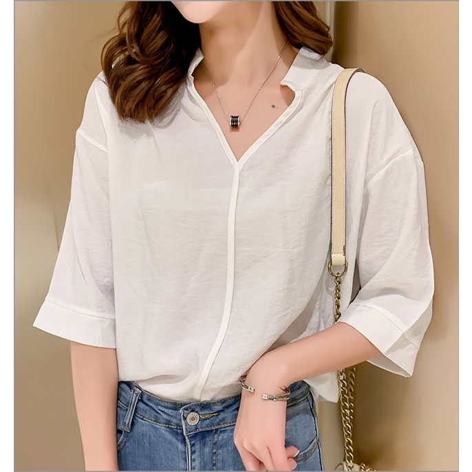 Áo kiểu nữ cổ bèo độc đáo tay lỡ, Áo nữ kiểu sơ mi ulzzang ALE56