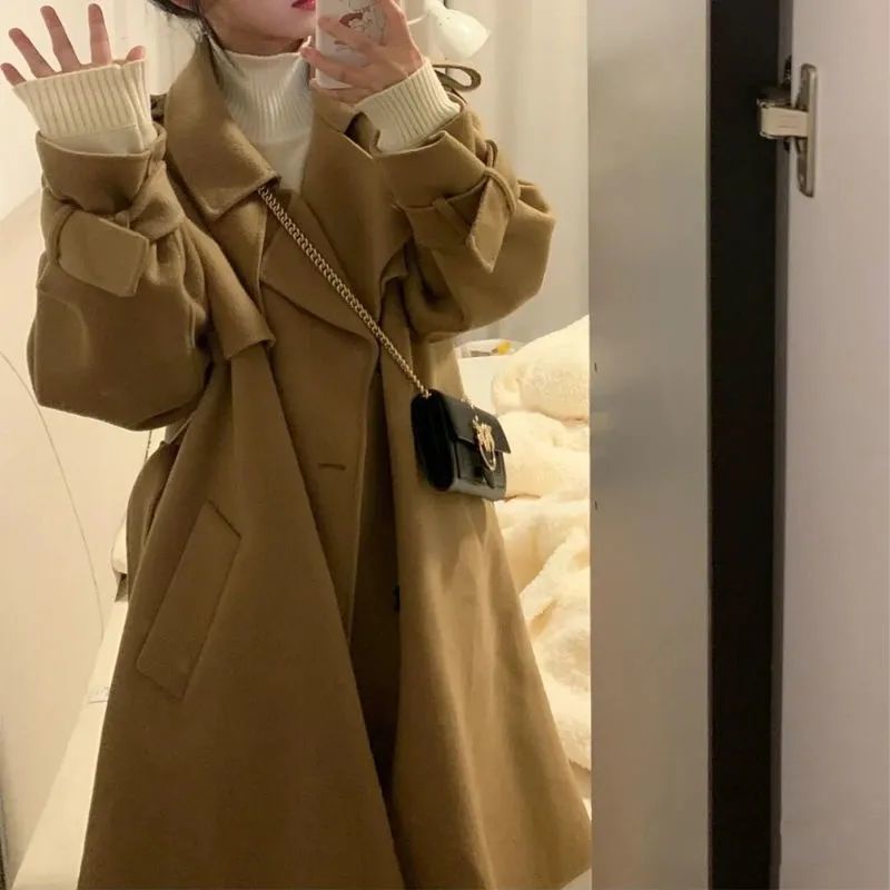 Áo Khoác Dạ Dáng Dài Nữ Phong Cách Retro ❤️