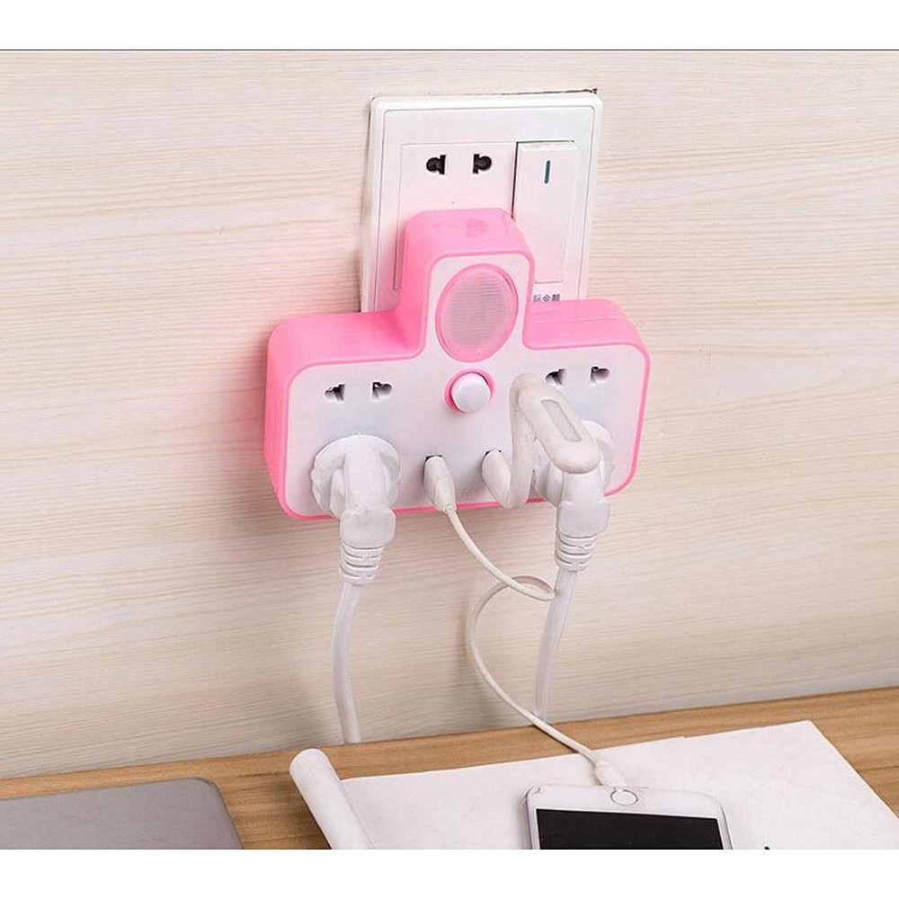 Đèn ngủ kiêm ổ điện 6 trấu 2 cổng USB