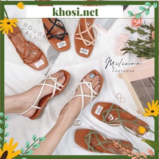 SANDAL NỮ XỎ NGÓN DÂY CHÉO NỀN NÂU