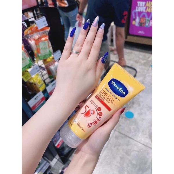 Kem chống nắng body Vaseline 50X SPF 50 PA++Thái Lan mẫu  mới nhất bật tone da hồng hào 300ml, Kcn Vaseline body thái