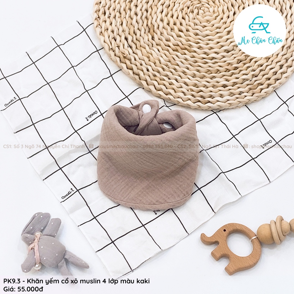 MCC Khăn Yếm Cổ Xô Muslin 4 Lớp Đa Năng Nhiều Màu Cho Bé