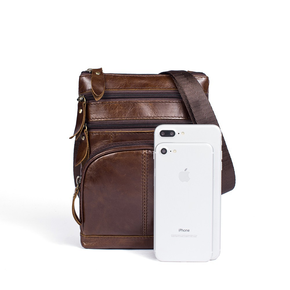 Túi đeo chéo chất liệu da bò cổ điển cho nam