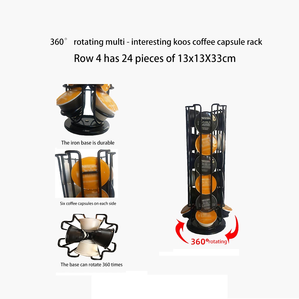 [huite]Metal Black Coffee Capsule Storage Rack Coffee Pods Holder Iron Chrome Plating Stand