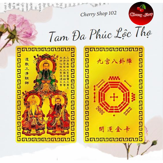 Kim bài Tam Đa Phúc Lộc Thọ ép Plastic - Đã Gia Trì