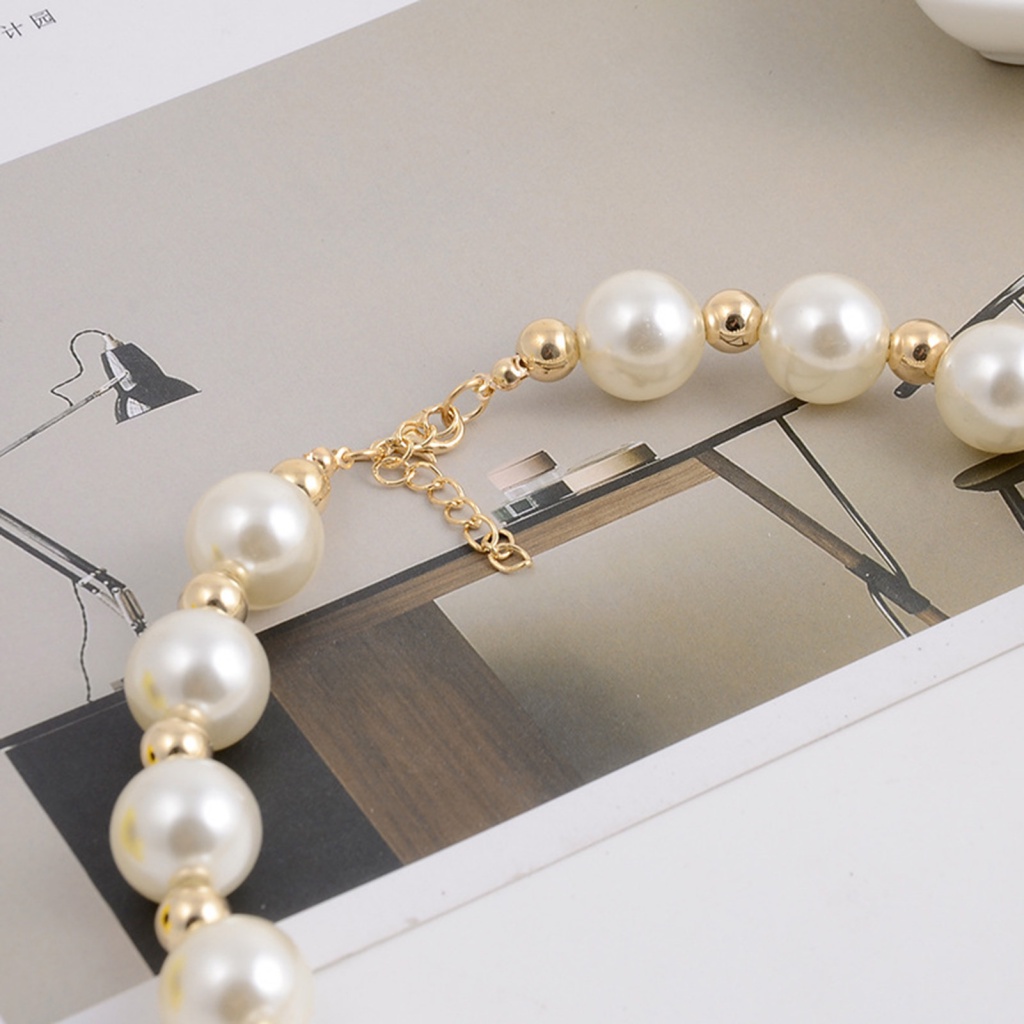 Vòng cổ Cô Dâu Đính Ngọc Trai Giả Cỡ Lớn Thời Trang