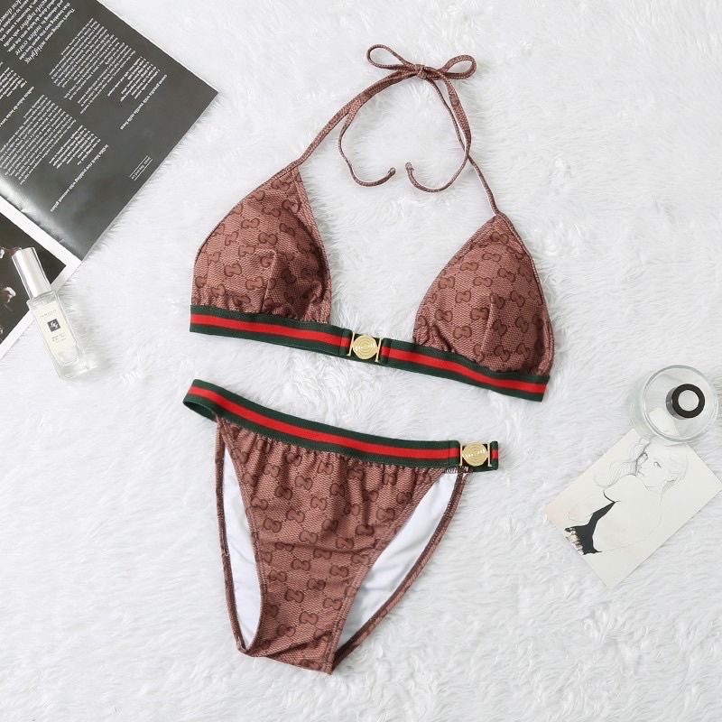 [BKN1024] &lt;BRAND&gt; SET BIKINI GCC ĐEN/NÂU VIỀN ĐỎ KHUY NGỰC