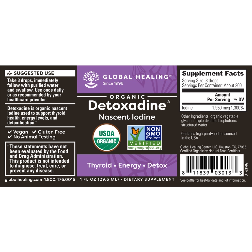 Iốt hữu cơ Global Healing Organic Detoxadine 30ml