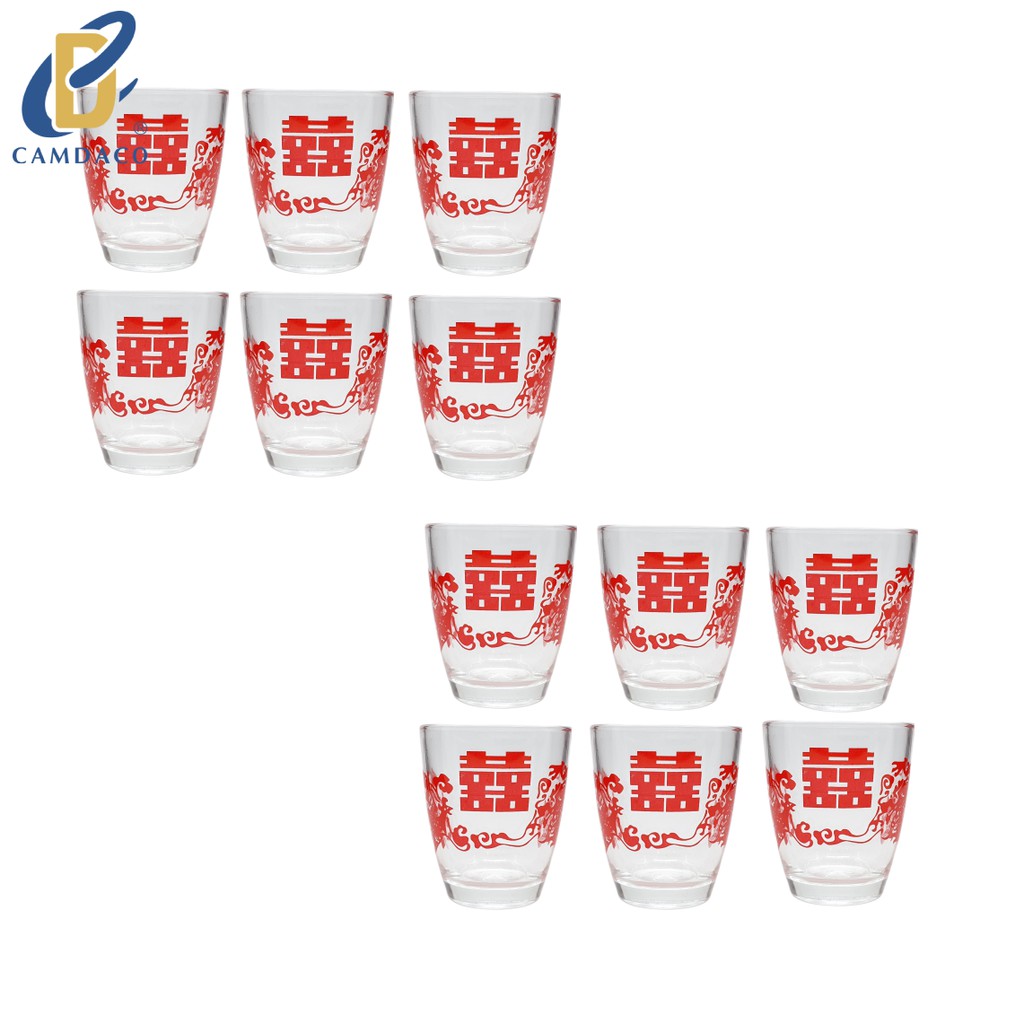 FREESHIP TOÀN QUỐC 50K - Bộ 12 Ly Thủy Tinh Uống Trà 14 Hấp In Rồng Camdaco 70ml