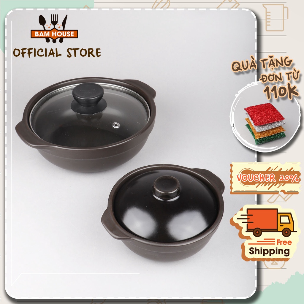 Nồi đất tráng men kho thịt cá Bam House dung tích 1L2 bền chắc cao cấp ND01 – Fuki24