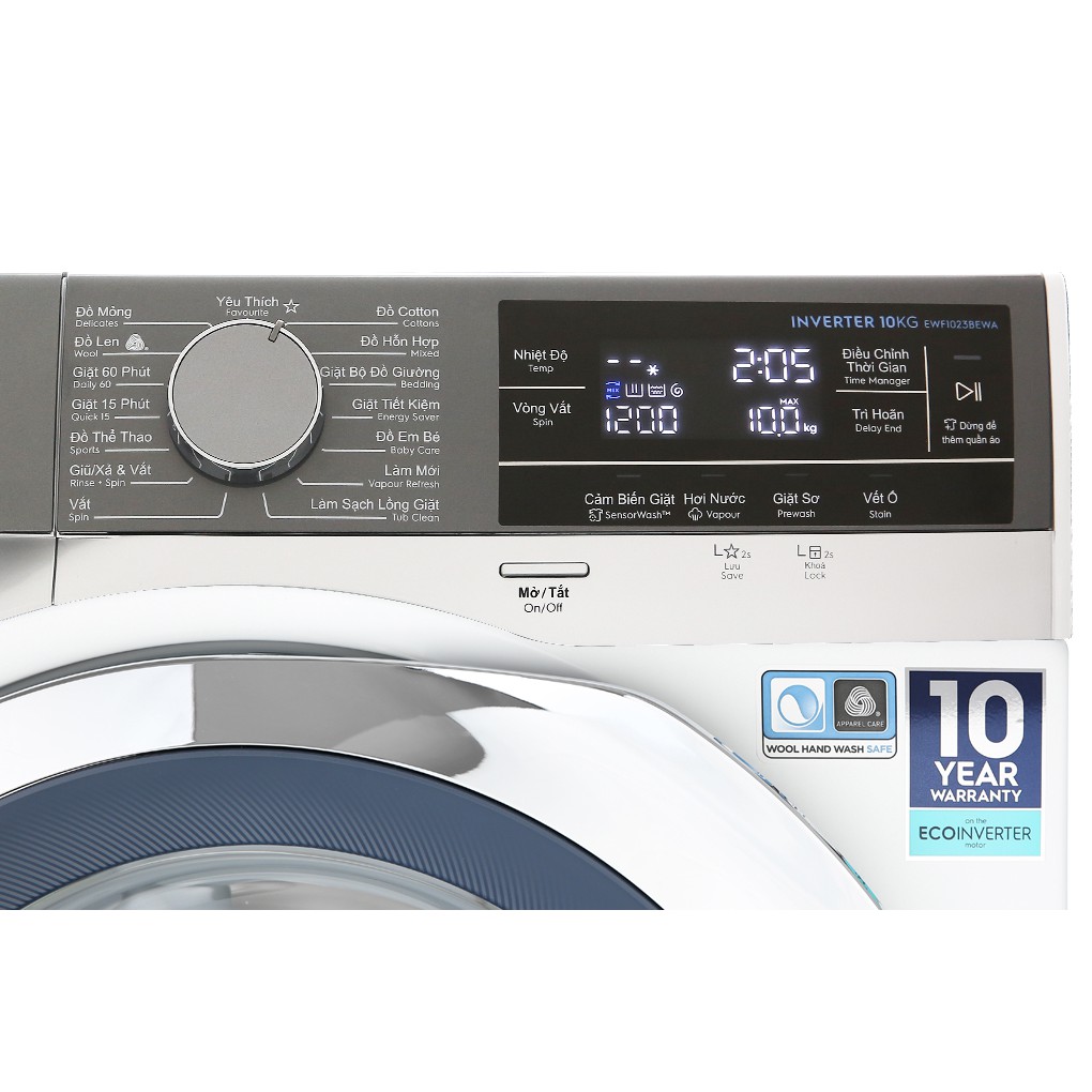 MiỄN PHÍ CÔNG LẮP ĐẶT - EWF1023BEWA - Máy giặt Electrolux EWF1023BEWA, 10kg, Inverter (2019)