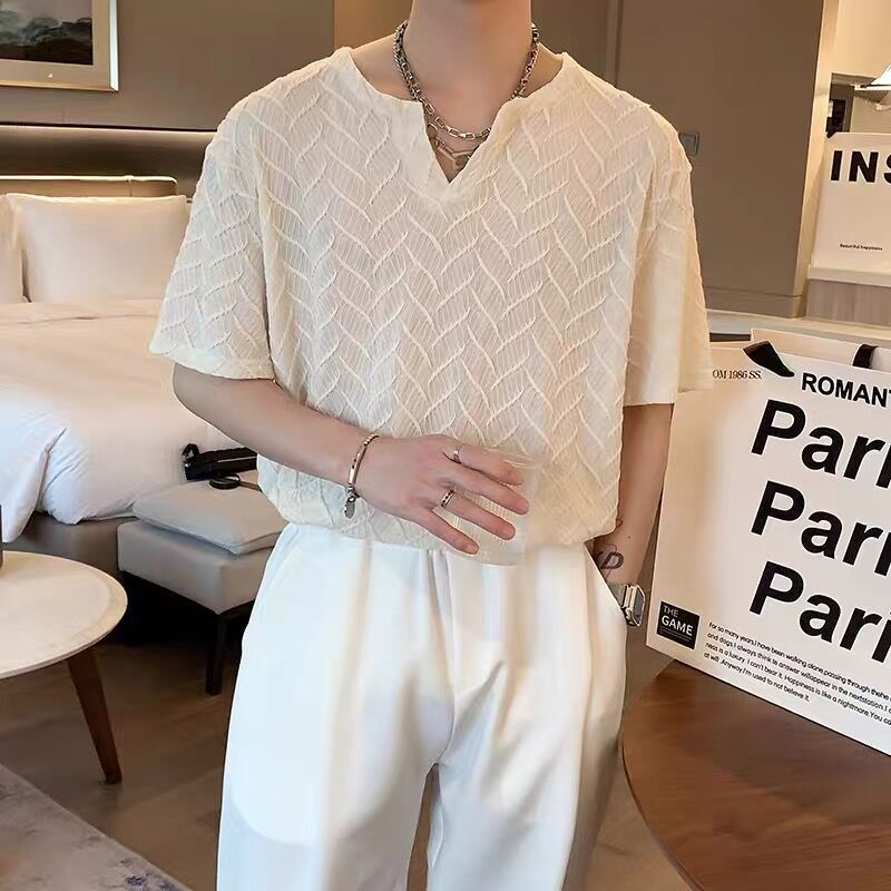 Áo Thun Tay Ngắn Dáng Rộng Màu Sắc Đơn Giản Phong Cách Hàn Quốc Cho Nam Giới Simple áo phông rộng Fashion áo thun nam tay lỡ bigsize áo phông trắng áo kiểu Nam lụa Sọc
